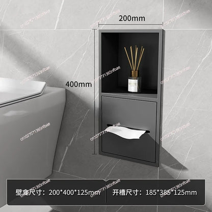 Stainless Steel Recessed Bathroom Storage Cabinet - Wall Niche Tissue Box Toilet Paper Holder Organizer