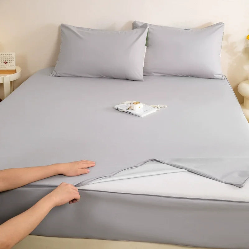 Waterproof Mattress Cover with Zipper 6-Sides All Inclusive Mattress Protector Bed Cover Anti-slip Fitted Bed Sheet Customizable