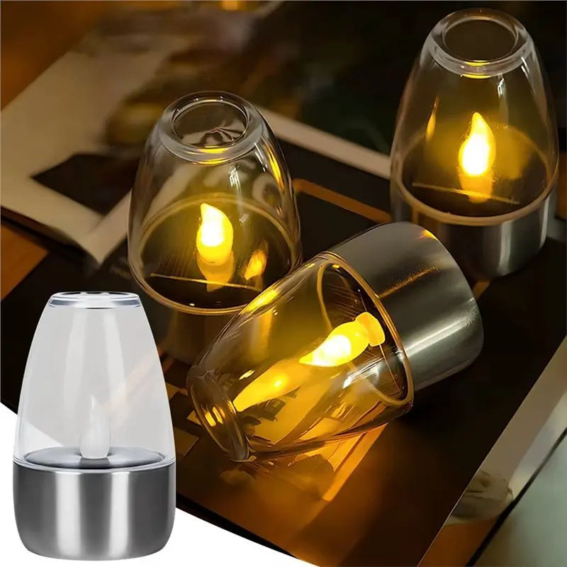 Solar Powered LED Candles 6 Pieces Rechargeable Flameless Night Lights For Garden Outdoor Wedding Party Decor Atmosphere Lamps