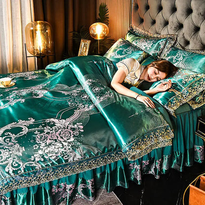 European Style Jacquard Bedding Set Home Comefortable Duvet Cover Quality Quilt Cover And Pillowcase Flower Lace Bedsheet Sets