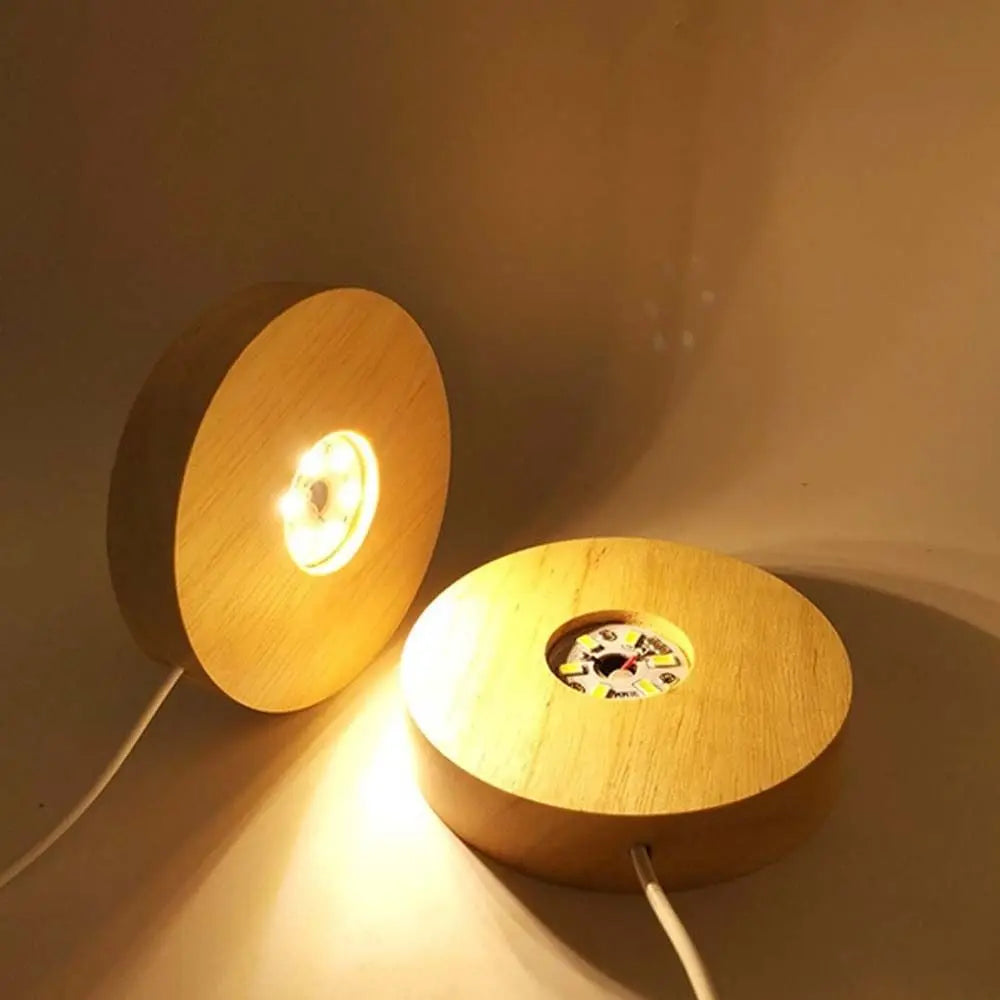 Bohemian Round Lamp Base Solid Wood LED Lamp Holder Display Stand Lamp Stand Base Home Decor