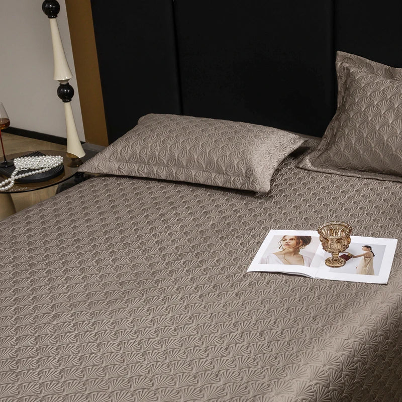 3Pcs Luxury Lyocell Cotton Soft Silky Embossing Quilted Bedspread, Bed Cover, Mattress Topper Coverlet, Bed Sheet, Pillowcases
