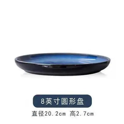 4size Tray for Decoration Blue Dishes for Serving Kiln Change Dinner Set 12 People Plates Hand Drawn Home Plate Tiers Tableware
