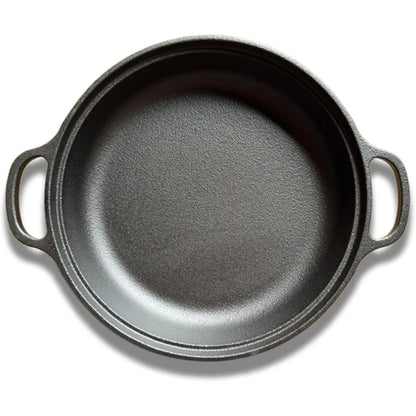 Deepened Flat Bottom Frying Pan Cast Iron Skillet Double Handle Fried Steak Pot Thickened Household Multipurpose Iron Pot