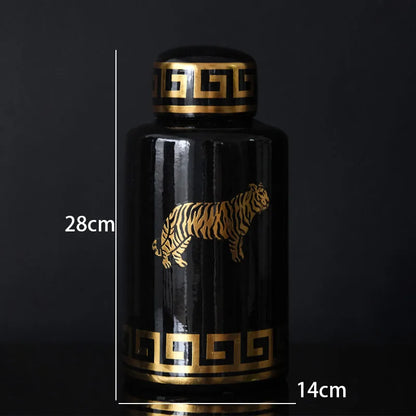 European Ceramic Vase Creative Tiger Rose Decorative Living Room Flower Vases Modern Hand Painted Stroke Dried Flowers Organizer