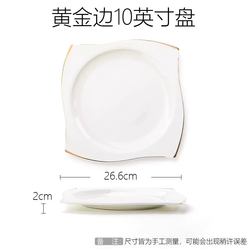 Advanced Bone Porcelain Tableware Square Dinner Plates Dishes High Quality White Ceramic Dinnerware Sets Soup Bowls