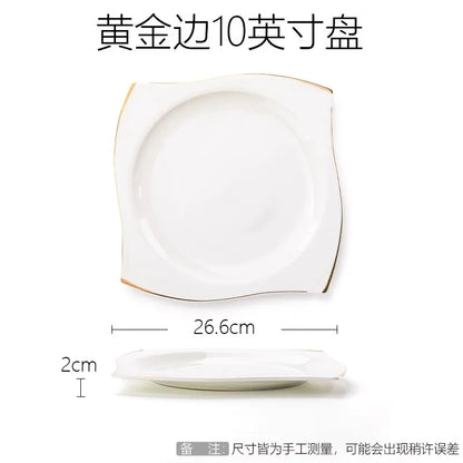 Advanced Bone Porcelain Tableware Square Dinner Plates Dishes High Quality White Ceramic Dinnerware Sets Soup Bowls