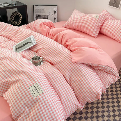 Bed Linen Sheets Duvet Cover Four-piece Set of Washed Cotton Bedding Quilt Covers Three-piece Set for Student Dormitories