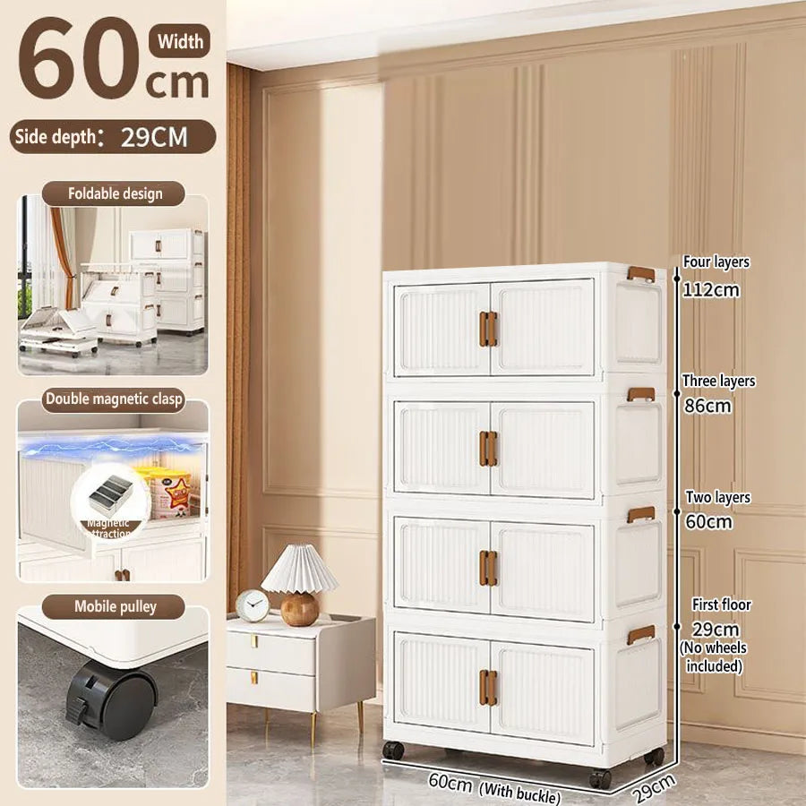 Folding Storage Cabinet Multi-Scene Storage Cabinet Wall-Mounted Kitchen Bathroom Bedroom Living Room Organizer