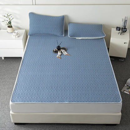 Soft Thicken Latex Filling Summer Bed Mat and Pillowcase 2/3pcs Bedding Set Smooth Cool Feeling Bed Sheet Cooling Mattress Cover