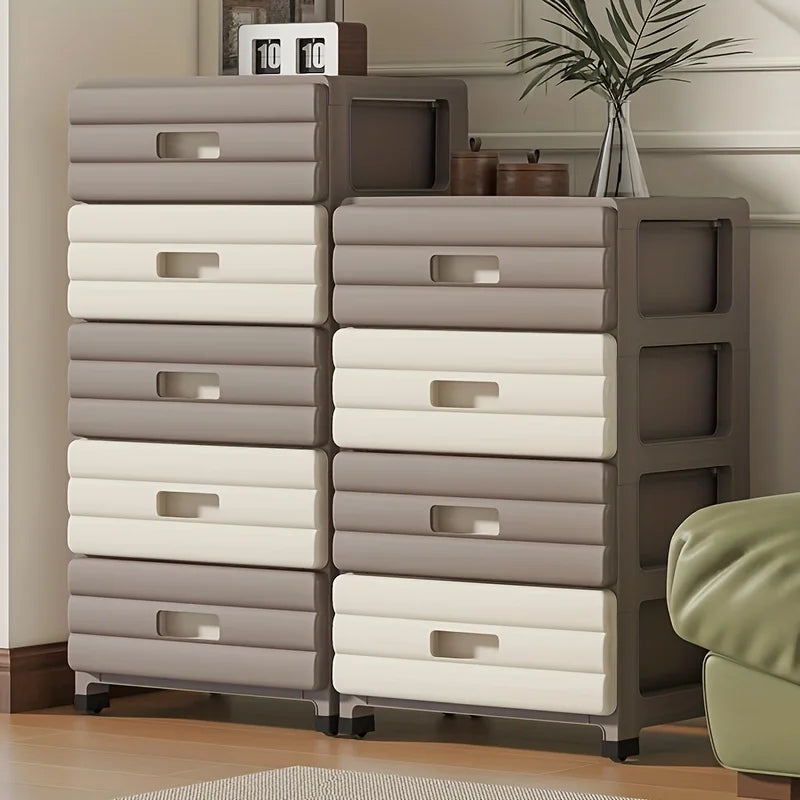 5-Drawer White Storage Cabinet - Sturdy, Smooth Sliding for Closet, Office, Bedroom Organization.