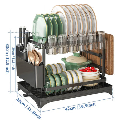 Stainless Steel Dish Rack | Hygienic & Residue-Free Drying | Premium Carbon Steel Construction | Space-Saving Kitchen Organizer