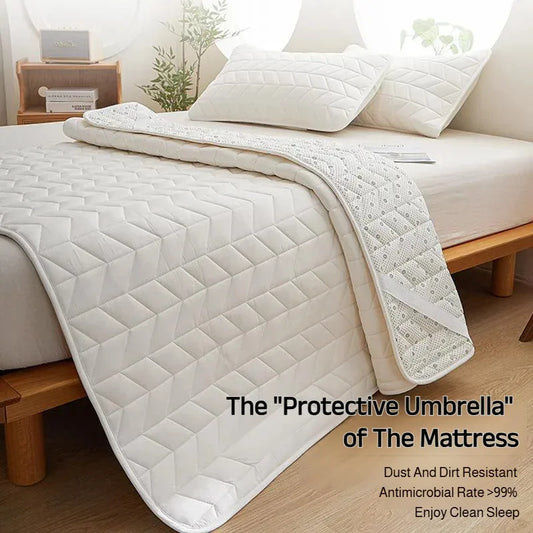 Thin Mattress Protector Slip-Resistant Cotton Bedding Cover Dirt-Proof Soft Pad for Home Dorm Bed Topper