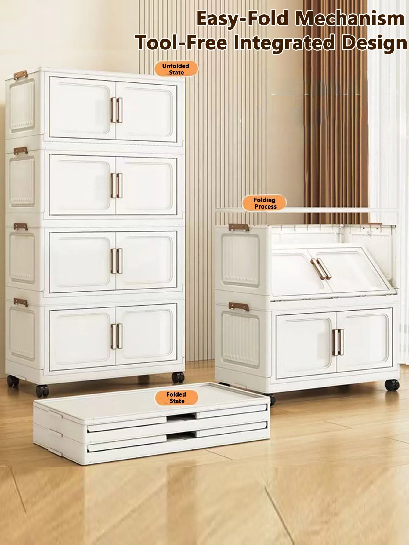 Storage Cabinet No Installation Required Organization Cabinet for Babies and Children Clothes Organizer Box Snack Plastic Foldable
