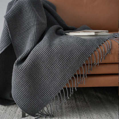 Khaki Gray Geometric Knitted Blanket Bedspread Modern Decorative For Sofa Throw Warm Living Room Bedding Home Decorations