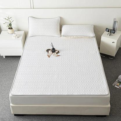 Soft Thicken Latex Filling Summer Bed Mat and Pillowcase 2/3pcs Bedding Set Smooth Cool Feeling Bed Sheet Cooling Mattress Cover
