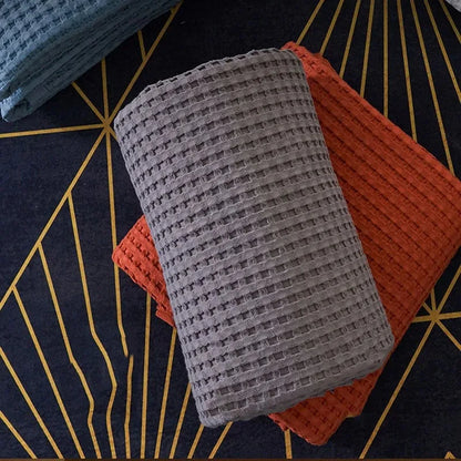 Cotton Blanket Waffle Plaid Bedspread for Single Double Twin Queen King Bed Sheet Sofa Cover Grey Blue White Sofa Blanket Throw