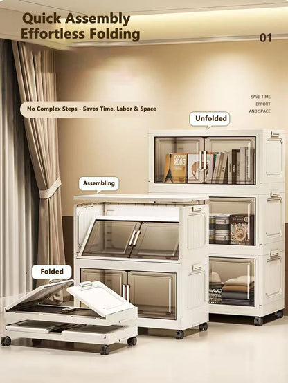 Multi-specification Large Capacity Storage Cabinet with Open Door Multifunction Foldable Closet Organizer Sundries Cabinet