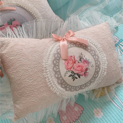 Decorative Cushions for Living Room Retro Printed Pillow Cover Home Flower Lace Single French Classical Pastoral Pillow Case