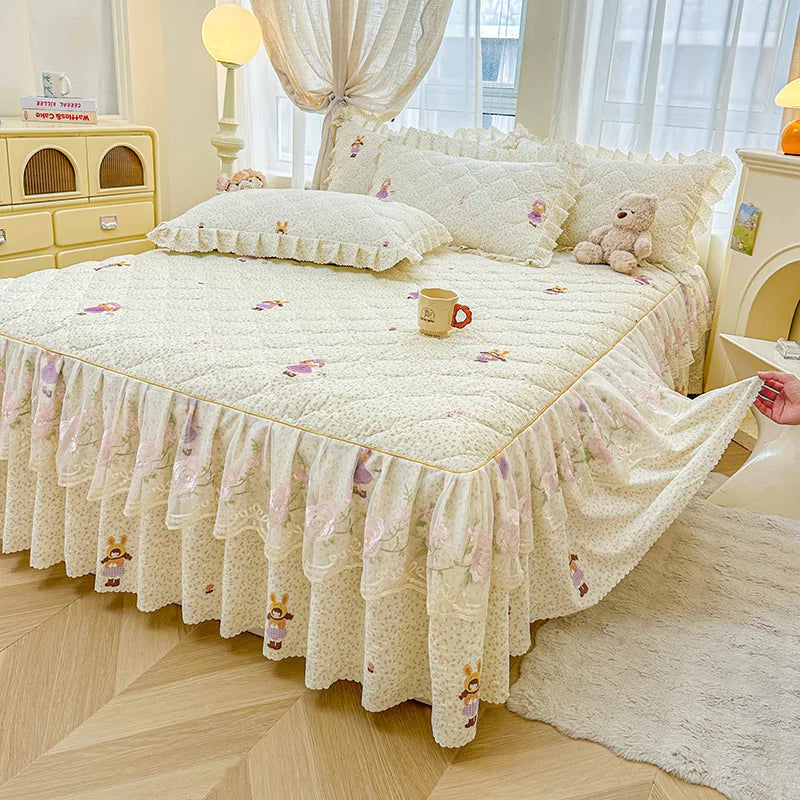 Cotton Bed Sheet Bed Skirt with Elastic Bands Non Slip Mattress Cover for Double King Queen Bed 150x200 180x200 220x200cm