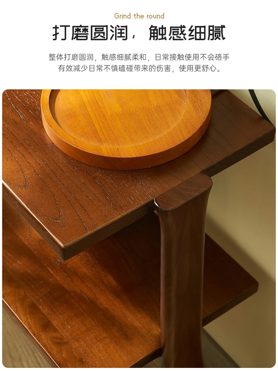 Side table Creative shelf beside the solid wood sofa to store simple modern tea table