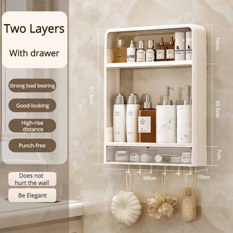 Bathroom Organizer Shelves Rack Wall Mounted Storage Box Toiletries Cosmetic Storage Rack Kitchen Seasoning Bottle Storage Shelf