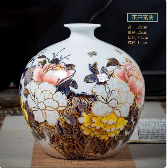 Vase ceramics underglaze color hand-painted plants high-end retro suitable home livingroom flower arrangement light luxury sense