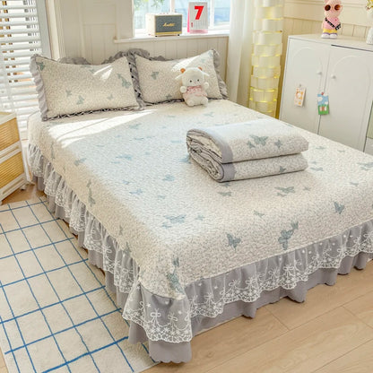 Bonenjoy Bedspread Floral Style Bed Linen Lace Bed Cover Quilted Bedsheet 250x260cm Bedspreads 침대커버 (Pillowcase Need Order)