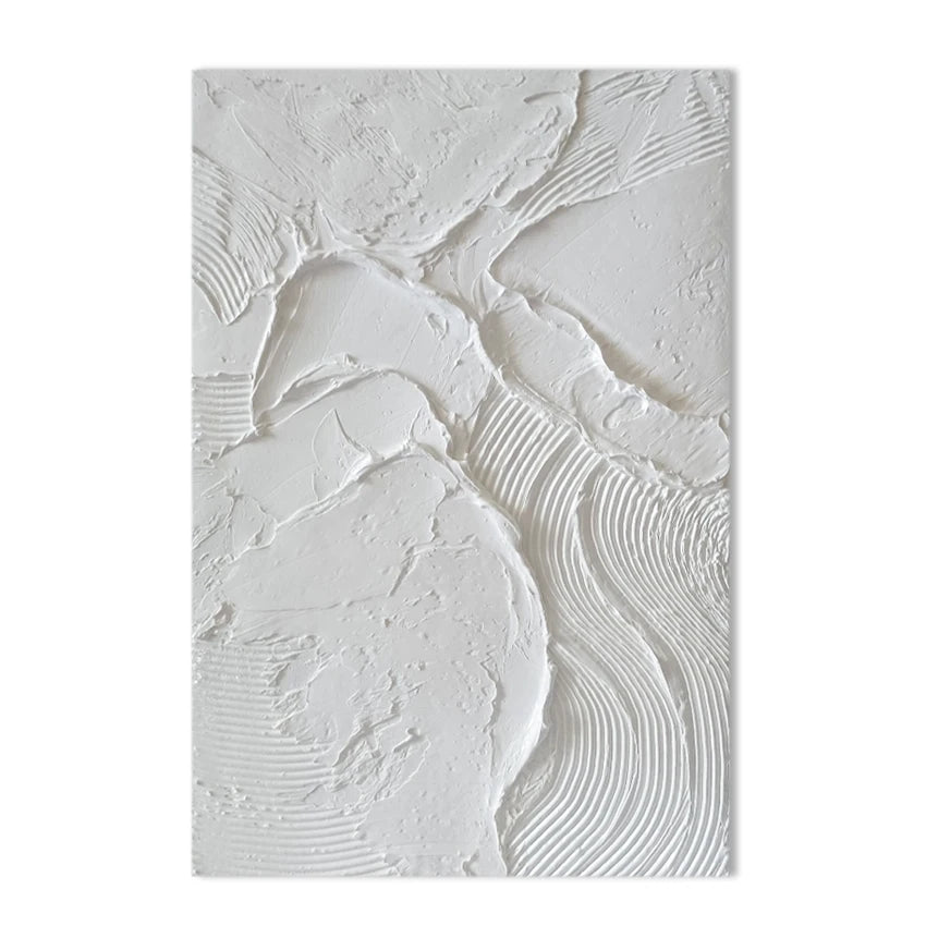 Pure White Textured Abstract Oil Painting Modern Simple And Elegant Wall Picture For Restaurant Framless Home Decoration Piece