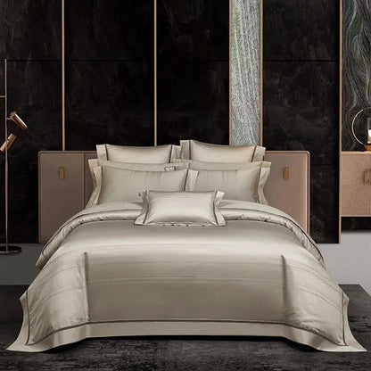 1000TC Egyptian Cotton Soft Silky Jacquard Wave Bedding Duvet Cover 4/7Pcs Boho Textured Comforter Cover Bed Sheet Pillowcases