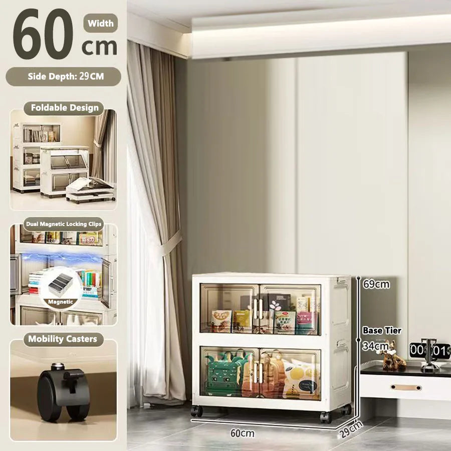 Multi-specification Large Capacity Storage Cabinet with Open Door Multifunction Foldable Closet Organizer Sundries Cabinet