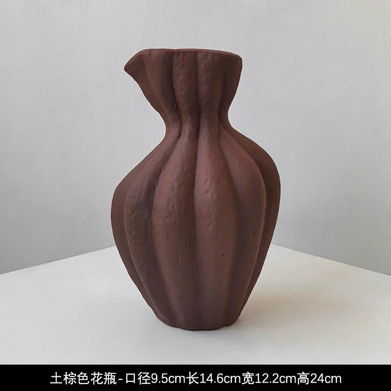 Livetai Wabi-Sabi Handmade Ceramic Vase, Organic Artistic Flower Pot for Living Room, Study & TV Console, Modern Boho Decor