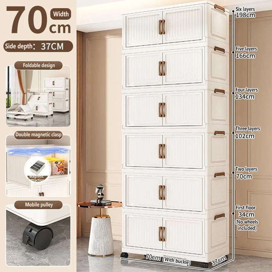 Folding Storage Cabinet Multi-Scene Storage Cabinet Wall-Mounted Kitchen Bathroom Bedroom Living Room Organizer