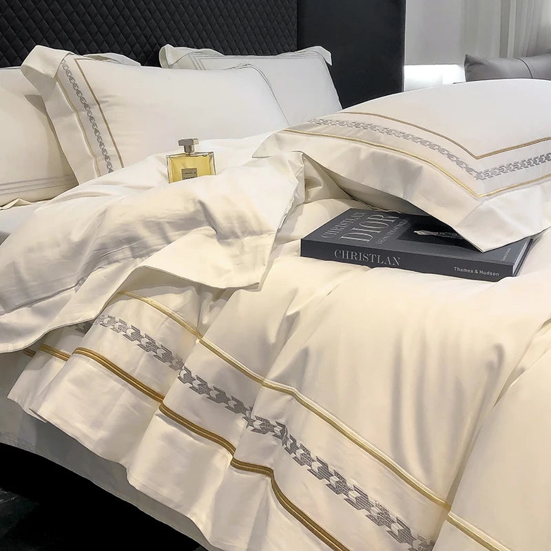 200s Long-Staple Cotton Four-Piece Set Pure Cotton 100% Cotton Bed Sheet Quilt Cover European-Style Luxury High-End Household