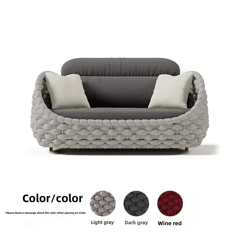 Outdoor Patio Sofa Set Wicker Garden Loveseat Cushioned Rattan Furniture Backyard Porch Seating All Weather Durable