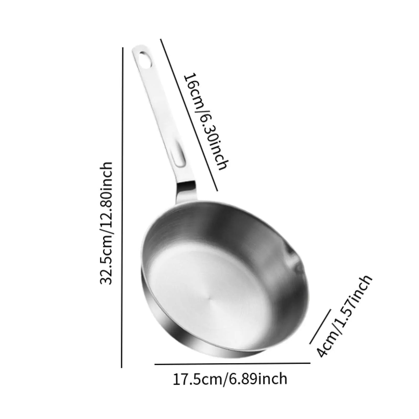 Stainless Steel Frying Pan Oil Warmer Ergonomic Handle Fried Steak Pot for Kitchen All Stovetops Induction Cooker Home Stoves