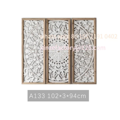 Customizable French carved wooden wall pendant, background wall decoration of homestay living room, light luxury wedding props