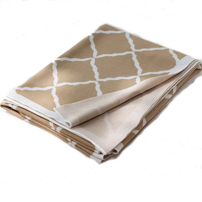 Khaki Gray Geometric Knitted Blanket Bedspread Modern Decorative For Sofa Throw Warm Living Room Bedding Home Decorations