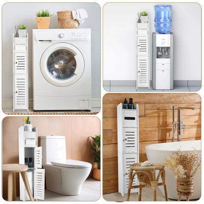 Bathroom Storage Cabinet Floor To Ceiling Toilet Side Shelf Multilayer Storage Cabinet Spacesaving Large Capacity Organize Shelf