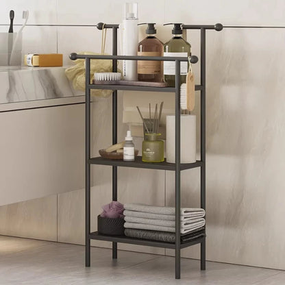 Floor-standing Bathroom Storage Rack Towel and Shower Organizer for Toilet and Bathtub Durable Bathroom Utility Shelf
