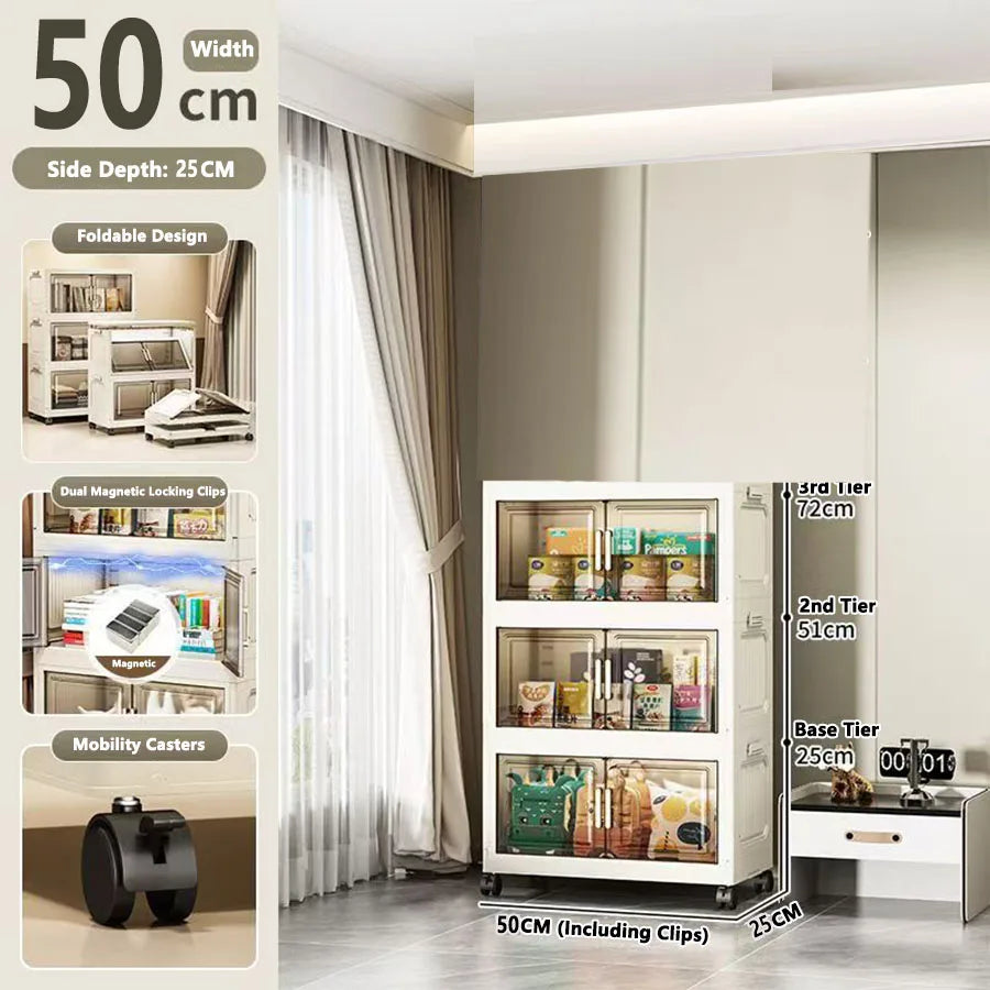 Multi-specification Large Capacity Storage Cabinet with Open Door Multifunction Foldable Closet Organizer Sundries Cabinet