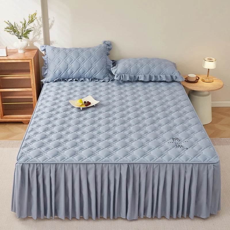 MissDeer 1pc Bed Skirt Thick Bedspread Solid Color Bed Cover Skin-friendly Bed Linen Home Bedsheet falda de cama (No Pillowcase)