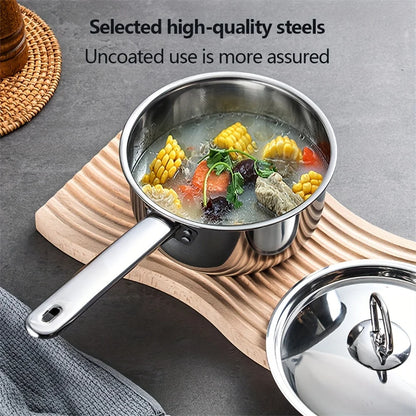 Stainless steel cookware set with lid, cooking spatula, soup spoon, complete set of kitchen utensils, multifunctional