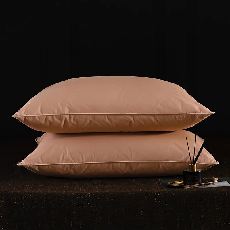 2Pcs 95% Goose Feather Down Pillows Neck Pillows for Sleeping 1 Pair Bed Pillow Inserts 100% Cotton Shell Standard Queen King