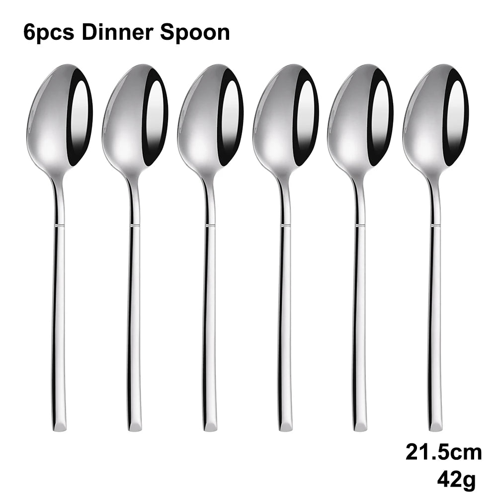 4/6/16/24 Pieces Cutlery Set Stainless Steel Thin Tableware Mirror Elegant Knife Fork Spoon Western Dinner Set Sliverware