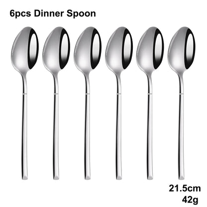 4/6/16/24 Pieces Cutlery Set Stainless Steel Thin Tableware Mirror Elegant Knife Fork Spoon Western Dinner Set Sliverware