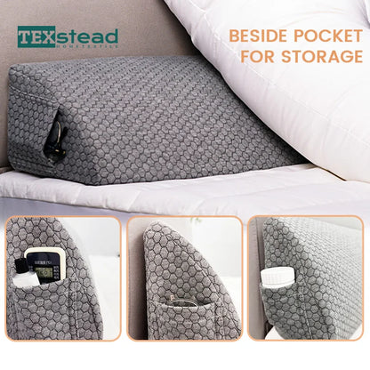 1Pc Bed Gap Filler Bed Wedge Pillow Headboard Pillow Memory Foam Material Mattress Gap Filler with 2 Side Large Pockets