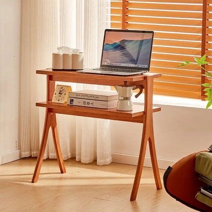 Vintage Solid Wood Side Table & Bookshelf Set: Mid-Century Herringbone Flower Stand, Minimalist Study Table