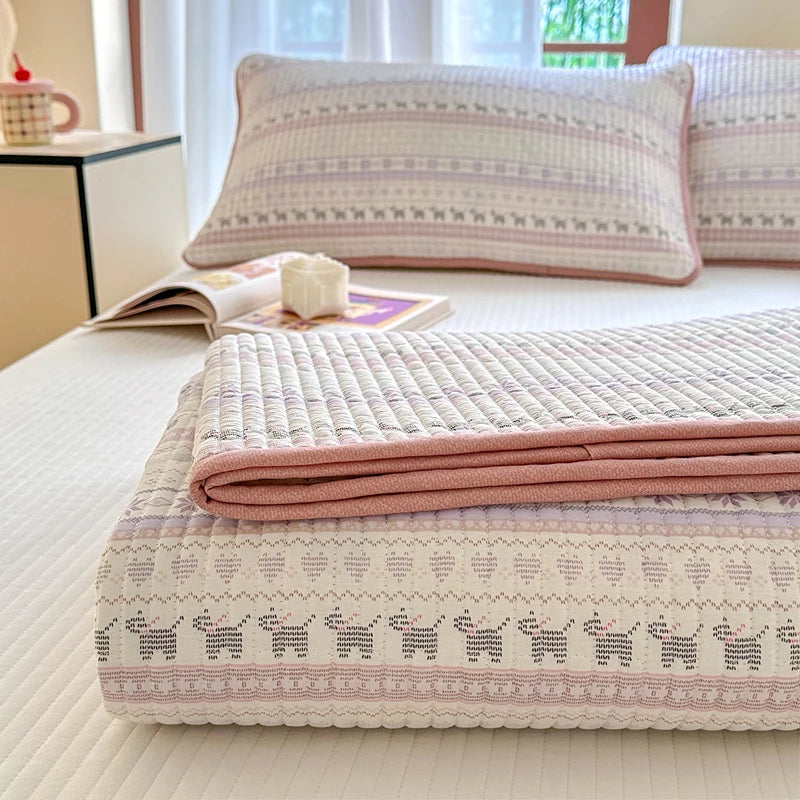 Bonenjoy 1pc Bedspread 100% Cotton Bed Cover Quilted Bed Linen Skin-friendly Bedsheet покрывало на кровать (No Pillowcase)