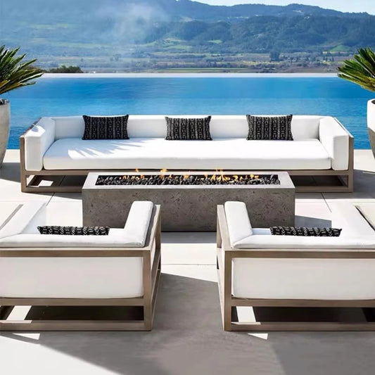Modern Luxury 4-6 Person Aluminum Patio Coffee Set Sectional Garden Sofas & Corner Sofa for Villas Outdoor Furniture